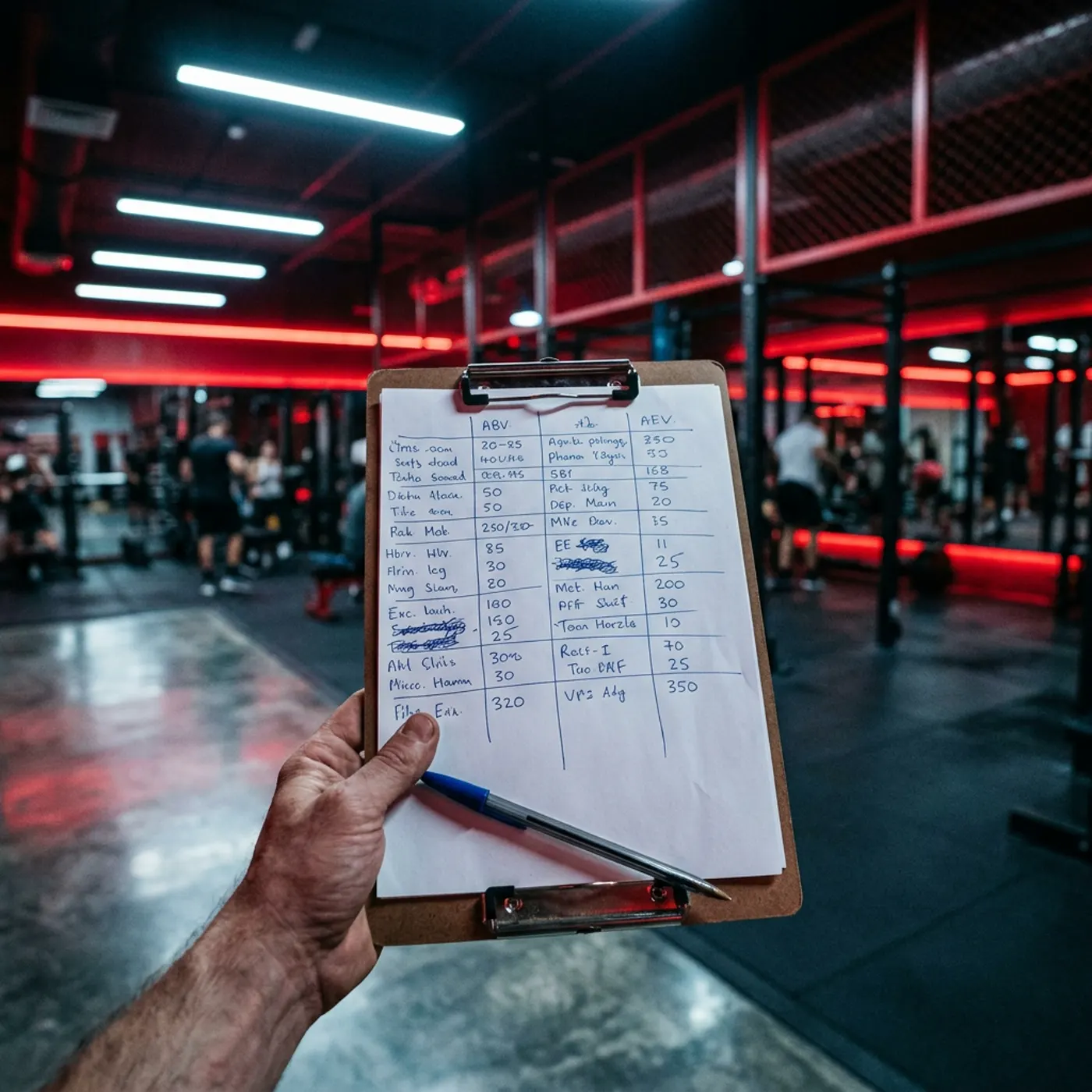A written training plan on a clipboard