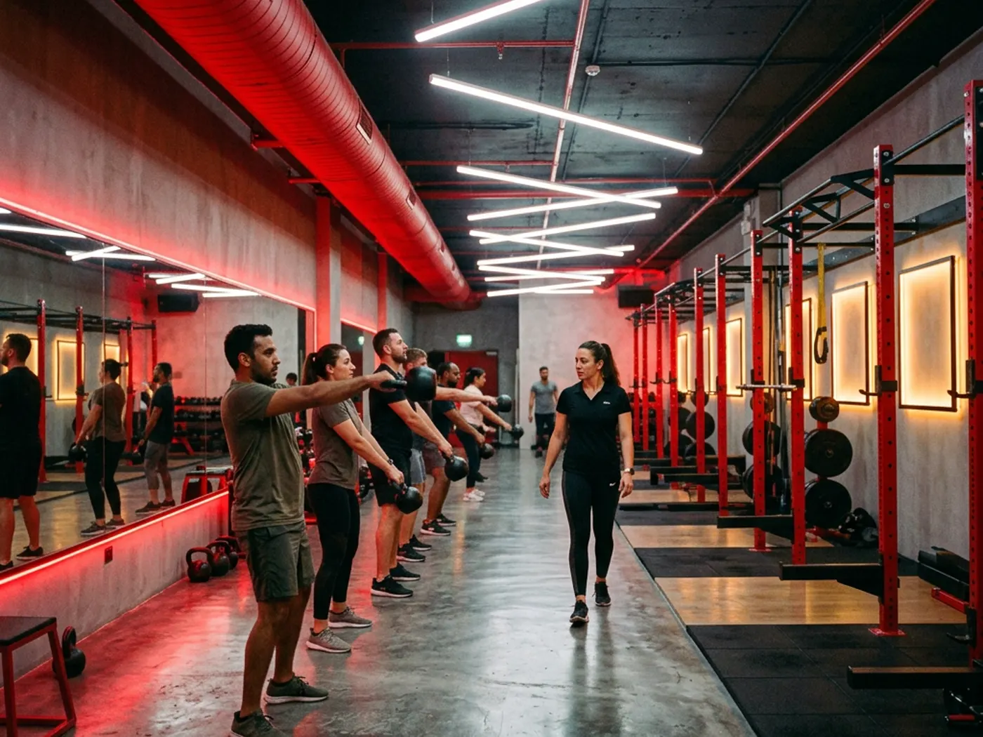 A group class mid-circuit