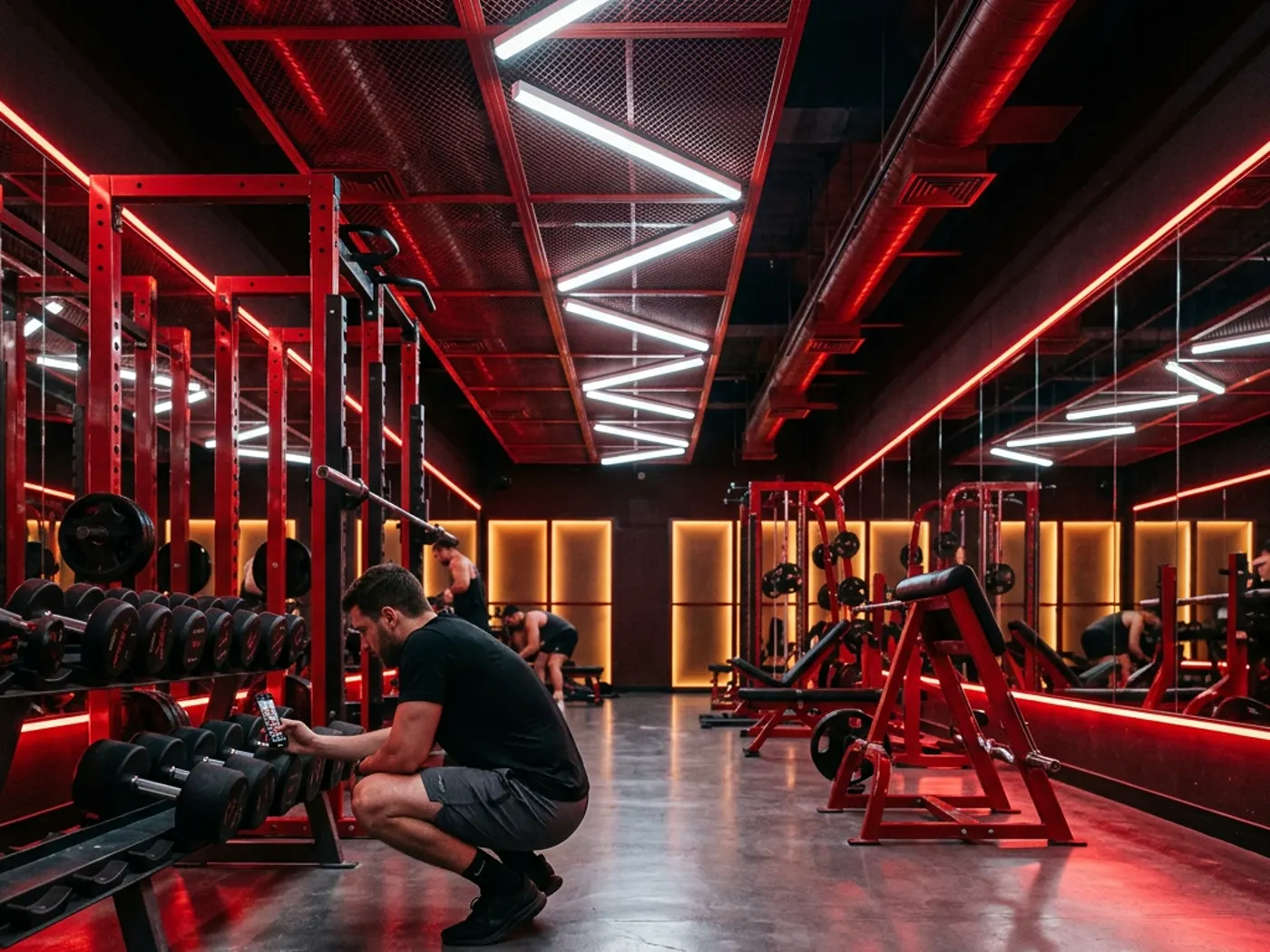 A member filming a training set on a phone for coach review